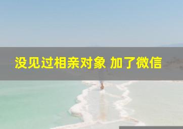 没见过相亲对象 加了微信